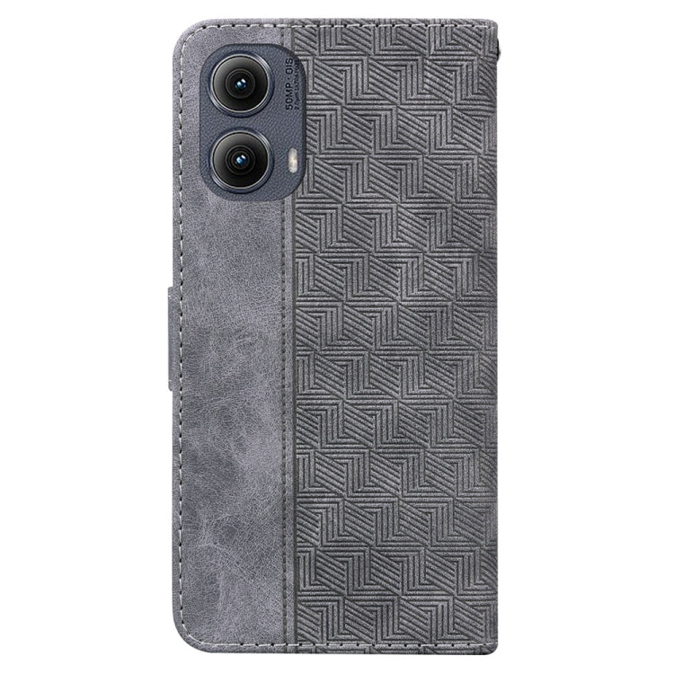 For Motorola Edge 2024 Geometric Embossed Leather Phone Case(Grey)