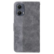 For Motorola Edge 2024 Geometric Embossed Leather Phone Case(Grey)