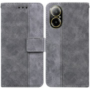 For Realme C67 4G Global Geometric Embossed Leather Phone Case(Grey)