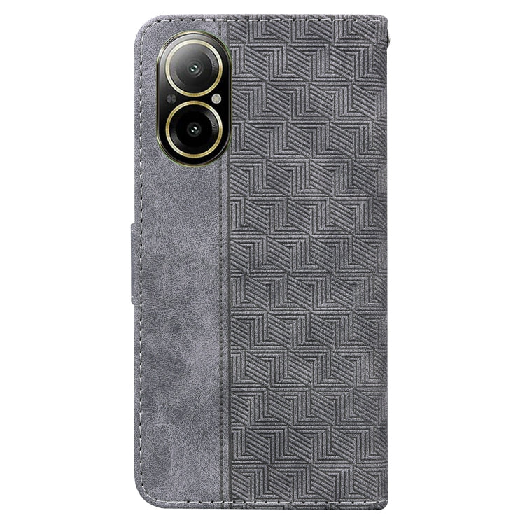 For Realme C67 4G Global Geometric Embossed Leather Phone Case(Grey)