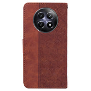 For Realme 12 5G Geometric Embossed Leather Phone Case(Brown)