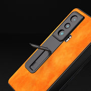 For Honor Magic Vs ABEEL Dual Color Lichi Texture PU Phone Case(Orange)