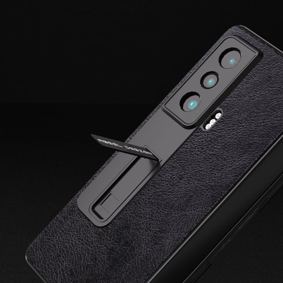 For Honor Magic Vs ABEEL Dual Color Lichi Texture PU Phone Case(Black)