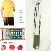 For iPhone 16 Pro Max Wheat Straw TPU Shockproof Phone Case with Neck Lanyard(Dark Green)