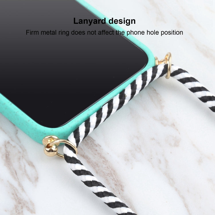 For iPhone 16 Plus Wheat Straw TPU Shockproof Phone Case with Neck Lanyard(Green)