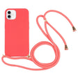For iPhone 16 Wheat Straw TPU Shockproof Phone Case with Neck Lanyard(Red) - iPhone 16 Cases by PMC TechLife | Online Shopping South Africa | PMC TechLife | Buy Now Pay Later Mobicred