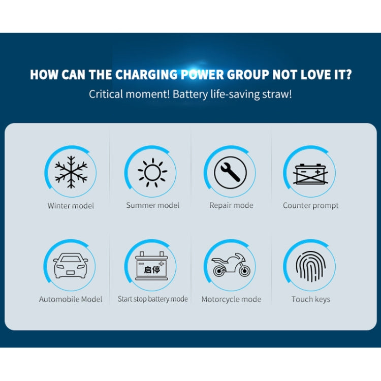 ANHTCzyx 12V 8A  / 24V 4A Automobile Battery Charger Motorcycle Battery Repair Type AGM(EU Plug)