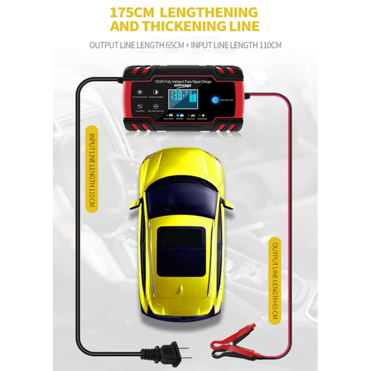 ANHTCzyx 12V 8A  / 24V 4A Automobile Battery Charger Motorcycle Battery Repair Type AGM(AU Plug)