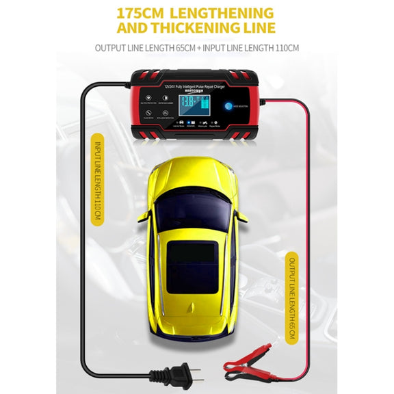 ANHTCzyx 12V 8A  / 24V 4A Automobile Battery Charger Motorcycle Battery Repair Type AGM(AU Plug)