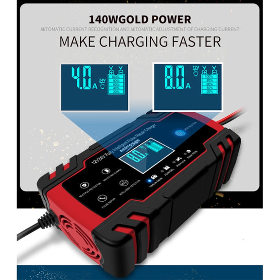 ANHTCzyx 12V 8A  / 24V 4A Automobile Battery Charger Motorcycle Battery Repair Type AGM(AU Plug)