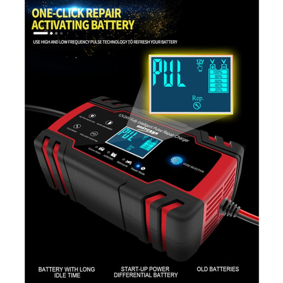 ANHTCzyx 12V 8A  / 24V 4A Automobile Battery Charger Motorcycle Battery Repair Type AGM(AU Plug)