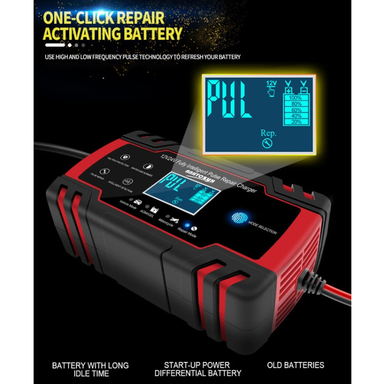 ANHTCzyx 12V 8A  / 24V 4A Automobile Battery Charger Motorcycle Battery Repair Type AGM(AU Plug)