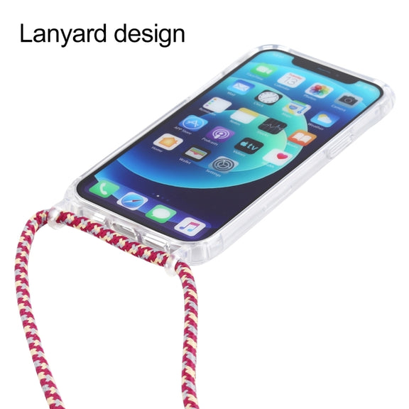 For iPhone 16 Pro Max Transparent Acrylic Airbag Shockproof Phone Protective Case with Lanyard(Zebra)