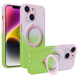 For iPhone 14 MagSafe Holder Gradient TPU Phone Case(Pink Green) - iPhone 14 Cases by PMC TechLife | Online Shopping South Africa | PMC TechLife