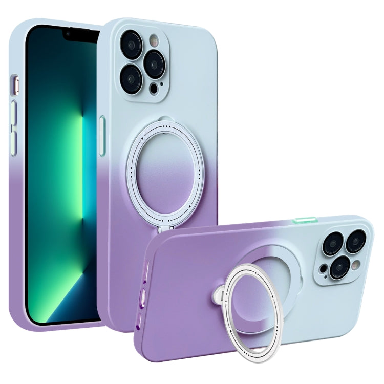 For iPhone 13 Pro MagSafe Holder Gradient TPU Phone Case(Gray Purple)