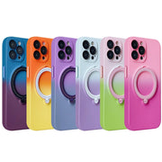 For iPhone 14 Pro Max MagSafe Holder Gradient TPU Phone Case(Gray Purple)