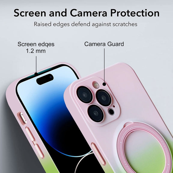 For iPhone 14 Pro Max MagSafe Holder Gradient TPU Phone Case(Gray Purple)