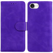 For iPhone 16e Skin Feel Pure Color Flip Leather Phone Case(Purple)
