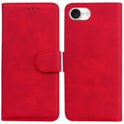For iPhone 16e Skin Feel Pure Color Flip Leather Phone Case(Red)