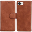 For iPhone 16e Skin Feel Pure Color Flip Leather Phone Case(Brown) - iPhone 16e Cases by PMC TechLife | Online Shopping South Africa | PMC TechLife | Buy Now Pay Later Mobicred