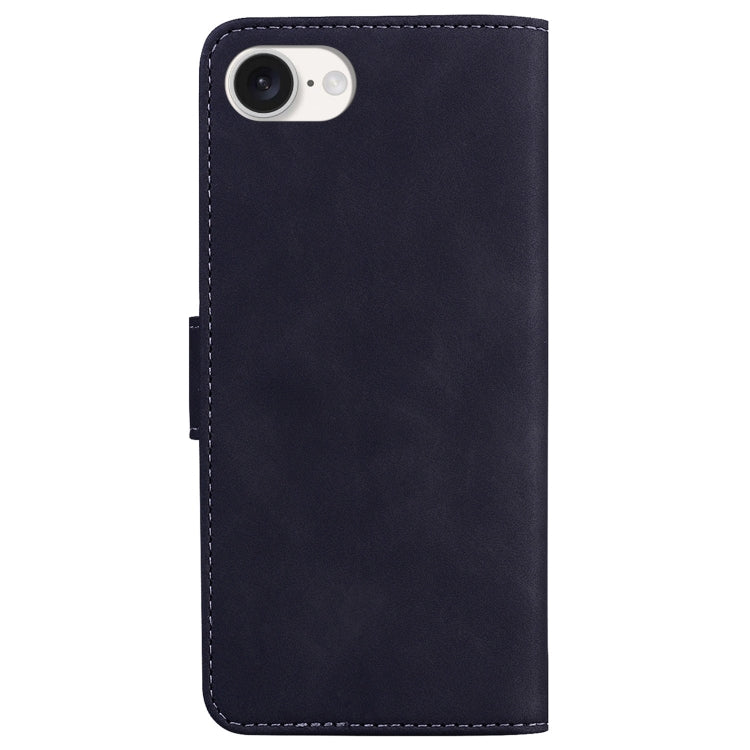 For iPhone 16e Skin Feel Pure Color Flip Leather Phone Case(Black)