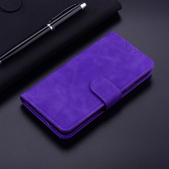 For iPhone 16 Pro Max Skin Feel Pure Color Flip Leather Phone Case(Purple)