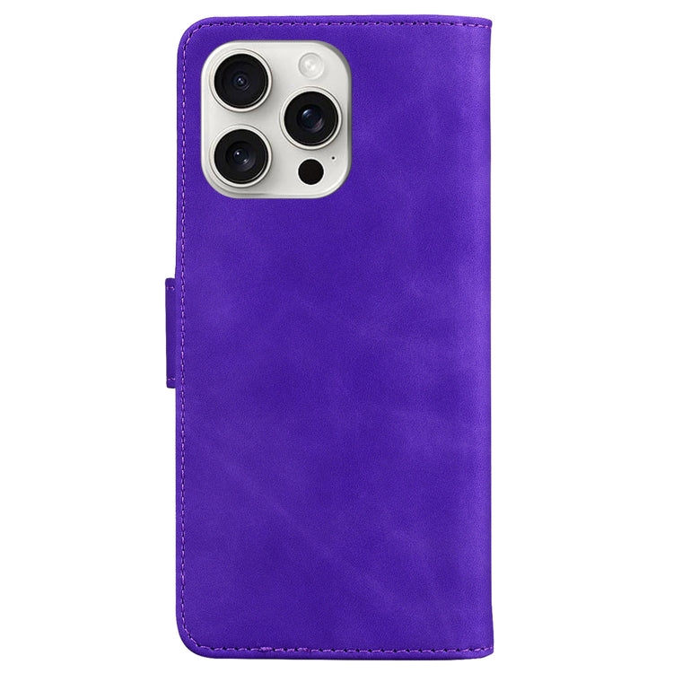 For iPhone 16 Pro Max Skin Feel Pure Color Flip Leather Phone Case(Purple)