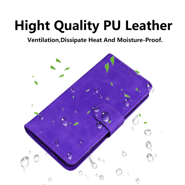 For iPhone 16 Pro Max Skin Feel Pure Color Flip Leather Phone Case(Purple)