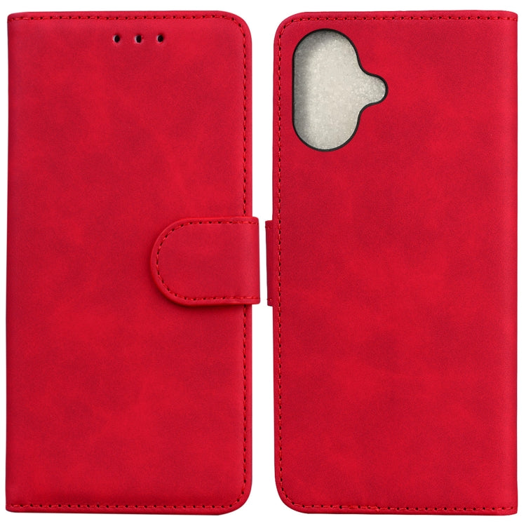 For iPhone 16 Plus Skin Feel Pure Color Flip Leather Phone Case(Red)