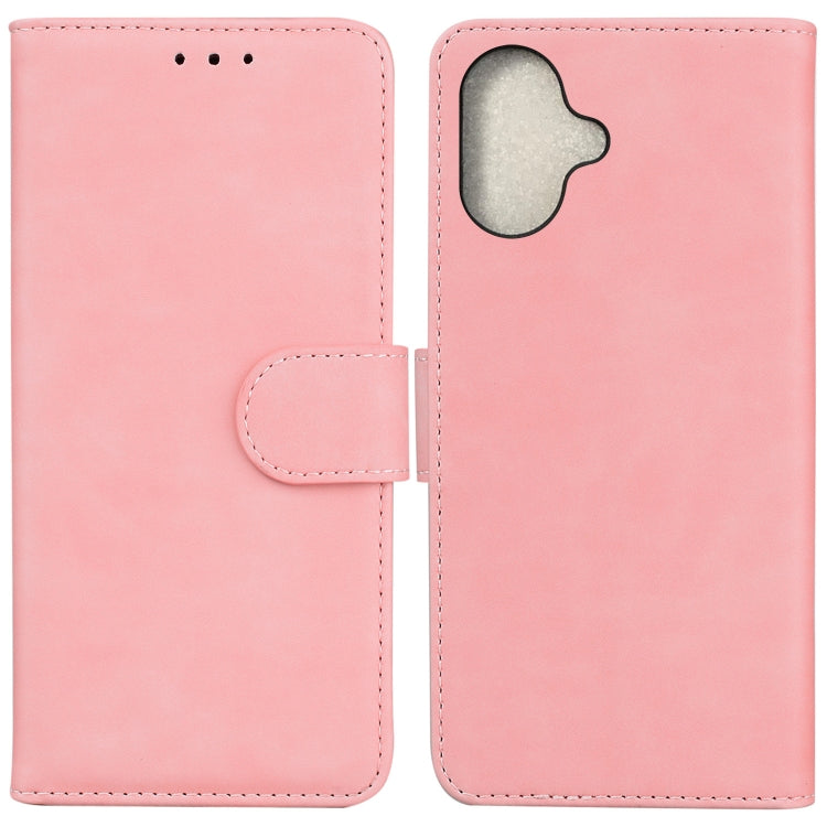 For iPhone 16 Skin Feel Pure Color Flip Leather Phone Case(Pink)