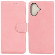 For iPhone 16 Skin Feel Pure Color Flip Leather Phone Case(Pink)