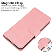 For iPhone 16 Skin Feel Pure Color Flip Leather Phone Case(Pink)