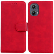For Motorola Edge 2024 Skin Feel Pure Color Flip Leather Phone Case(Red)