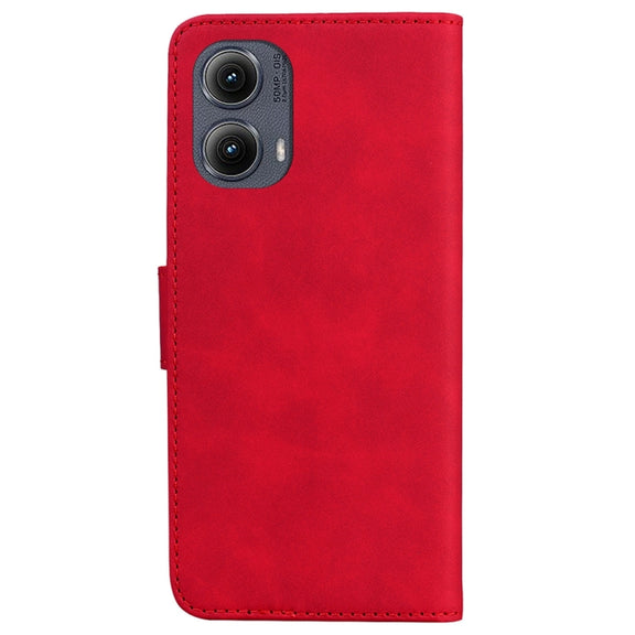 For Motorola Edge 2024 Skin Feel Pure Color Flip Leather Phone Case(Red)