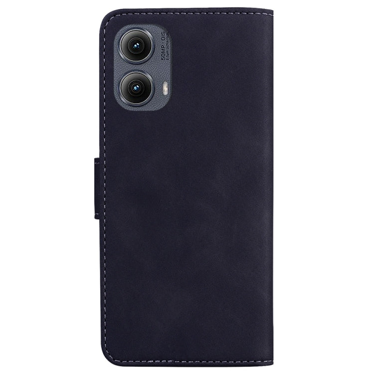For Motorola Edge 2024 Skin Feel Pure Color Flip Leather Phone Case(Black)