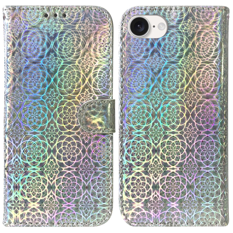 For iPhone 16e Colorful Magnetic Buckle Leather Phone Case(Silver)