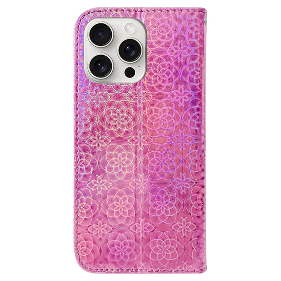 For iPhone 16 Pro Max Colorful Magnetic Buckle Leather Phone Case(Pink)