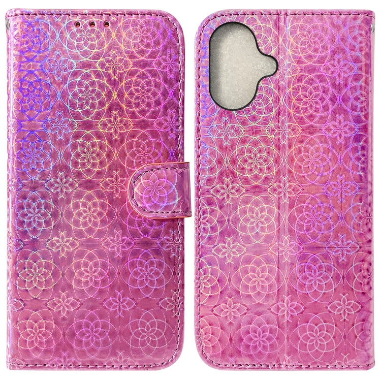 For iPhone 16 Plus Colorful Magnetic Buckle Leather Phone Case(Pink)