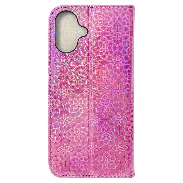 For iPhone 16 Plus Colorful Magnetic Buckle Leather Phone Case(Pink)