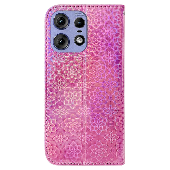 For Motorola Edge 50 Pro Colorful Magnetic Buckle Leather Phone Case(Pink)