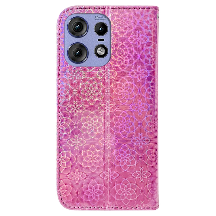 For Motorola Edge 50 Pro Colorful Magnetic Buckle Leather Phone Case(Pink)
