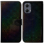 For Motorola Edge 2024 Colorful Magnetic Buckle Leather Phone Case(Black)