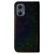 For Motorola Edge 2024 Colorful Magnetic Buckle Leather Phone Case(Black)