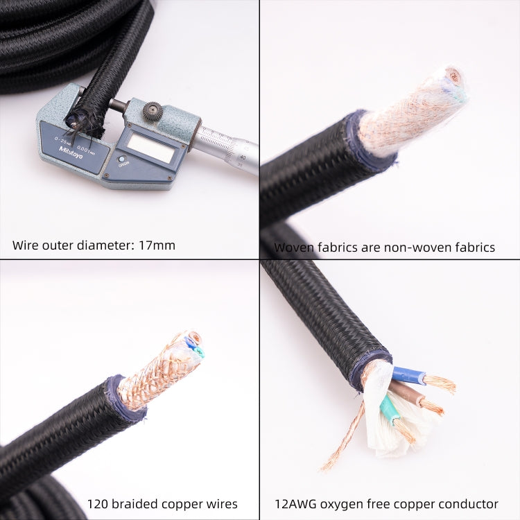 3720 HiFi Audio Universal AC Power Cable US Plug, Length:2m