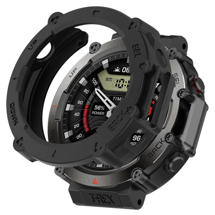 For Amazfit T-Rex Ultra Armor Hollow Watch Protective Case(Black)