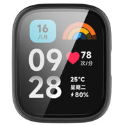 For Redmi Watch 3 Lite PC + Tempered Film Integrated Watch Protective Case(Black)