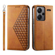 For Xiaomi Redmi Note 13 Pro+ Cubic Grid Calf Texture Magnetic Leather Phone Case(Yellow) - free shipping - PMC TechLife - Order now!