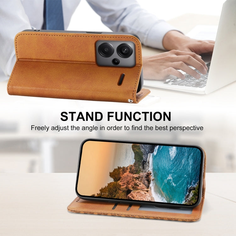 For Xiaomi Redmi Note 13 Pro+ Cubic Grid Calf Texture Magnetic Leather Phone Case(Yellow)