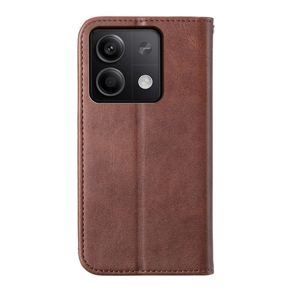 For Xiaomi Redmi Note 13 5G Cubic Grid Calf Texture Magnetic Leather Phone Case(Brown)