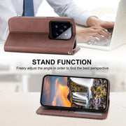 For Xiaomi 14 Pro Cubic Grid Calf Texture Magnetic Leather Phone Case(Brown)